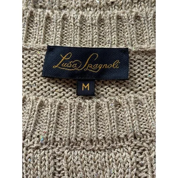 Luisa Spagnoli Womens Beige Cable Knit Sweater Cotton Linen Size M - Picture 4 of 8